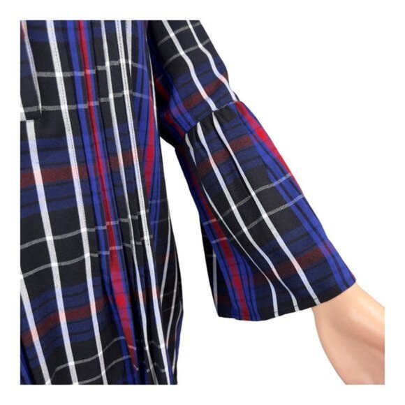 New Directions 100%Rayon Colorful Plaid Loose Fit Flowy Tunic Top Women’s SZ L - Picture 14 of 16
